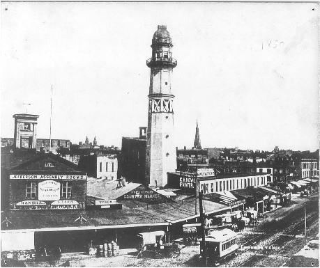 photo of tower and market, around 1860