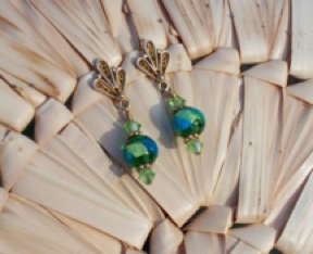 Green Glass Earrings