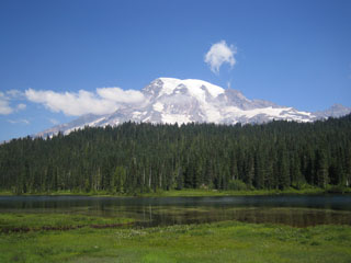Mt. Rainier as seen from Reflection Lake.