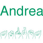 spelling of Andrea in English and ASL