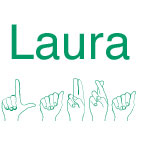 spelling of Laura in English and ASL