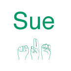 spelling of Sue in English and ASL