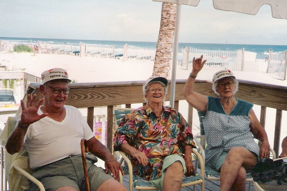 Al, Jo and Mary poolside